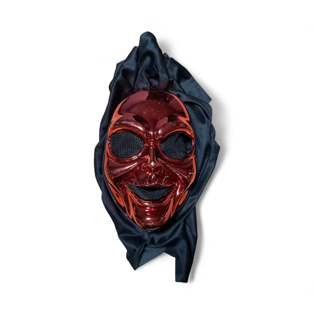 Red Chrome Mask with Black Mesh Scary Halloween Costume